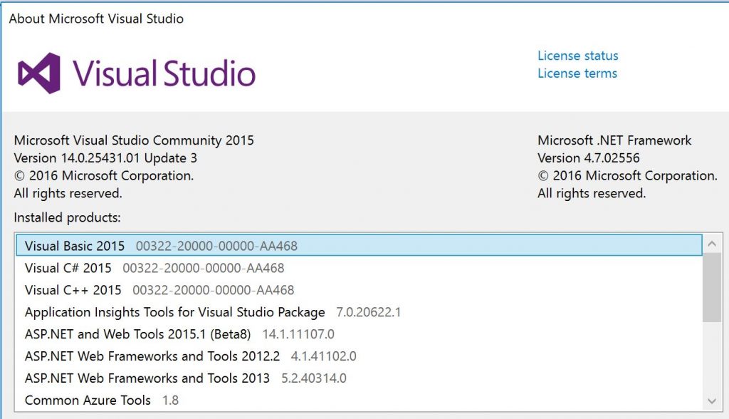 ดาวน์โหลดโปรแกรม Microsoft Visual Studio Community 2015 Update 3
